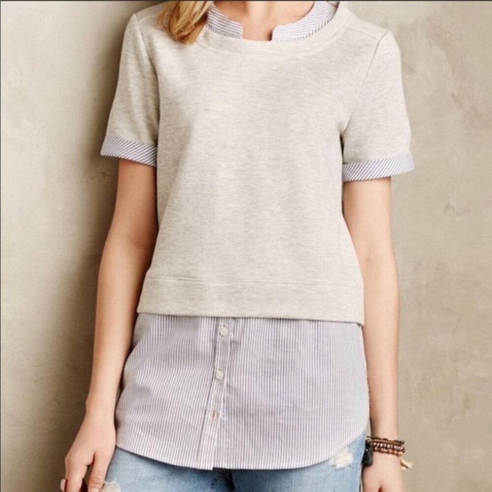 Anthropologie Postmark Picnic Plaid Layered Sweatshirt